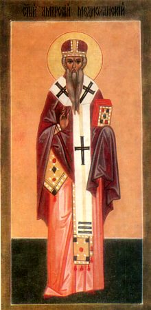 Sfântul Ierarh Ambrozie, Episcopul Mediolanului (Milanului, din Italia) și scriitor bisericesc (+397)