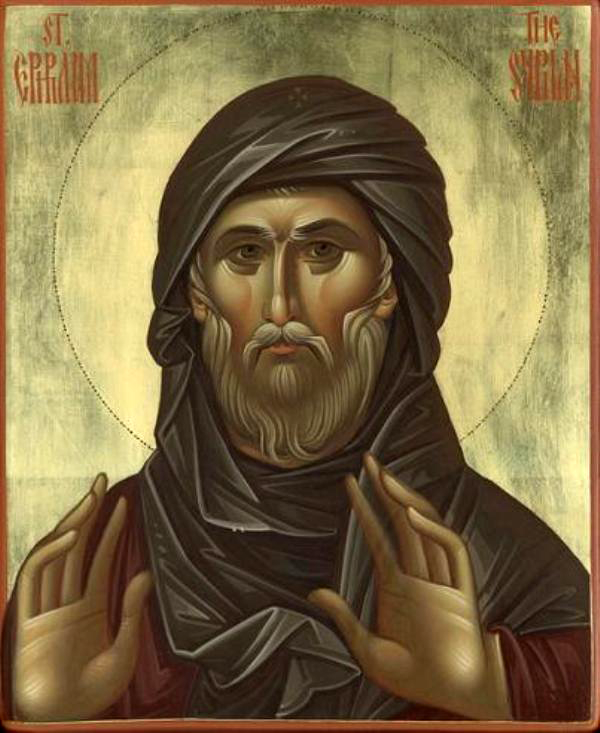 Sfântul Cuvios Efrem Sirul din Nisibe, mare imnograf bisericesc, supranumit și „harfa Duhului Sfânt” (+373)