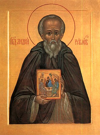 Sfântul Andrei Rubleov, ucenicul Sfântului Serghie de la Radonej în Rusia și mare iconograf, care s-a săvârșit cu pace în anul 1430