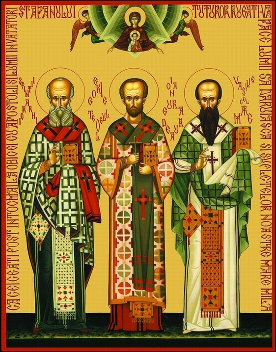Sfinții Trei Ierarhi: Vasile cel Mare, Grigorie de Dumnezeu Cuvântătorul şi Ioan Gură de Aur, mari dascăli și învățători ai lumii (IV, V)
