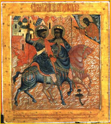 Mutarea moaștelor Sfinților Mucenici, cneji ai Rusiei, Boris și Gleb, numiți din botez Roman și David (907)