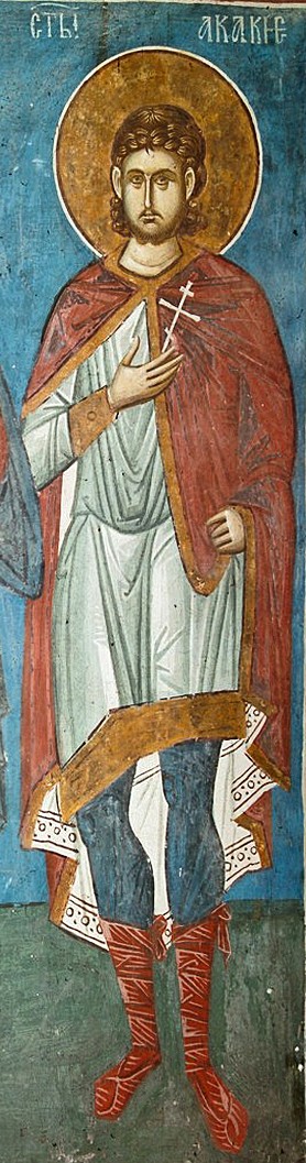 Sfântul Mucenic Acachie Sutașul, ofițer din Capadocia, care a pătimit la Bizanţ în vremea împăratului Maximian (+303)