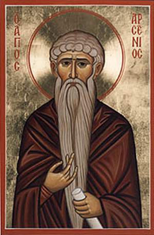 Sfântul Cuvios Arsenie cel Mare, care a fost mai întâi senator în cetatea Romei, iar apoi monah în Nitria Egiptului (449-450)