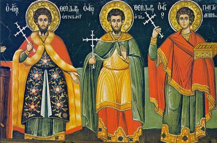 Sfinții Mari Mucenici Teodor Stratilat, Teodor Tifon și Sfântul doctor fără de arginți Pantelimon