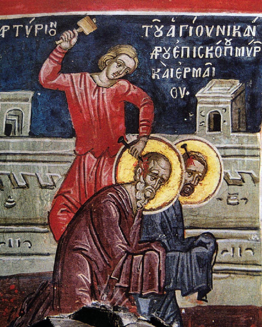 Sfinții Sfințiți Mucenici: Nicandru, episcopul Mirelor şi Ermeu preotul, hirotoniţi de Sfântul Apostol Tit (I)