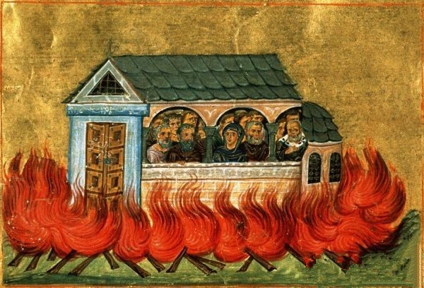Sfinții 20000 de Mucenici arși în biserica Nicomidiei, în vremea împăratului Maximian Galeriu: Glicherie preotul, Zinon, Teofil diaconul, Dorotei, Gorgonie, Petru, Mardonie, Migdonie, dregători împărătești, Antonie și cei împreună cu aceștia (+ 302)